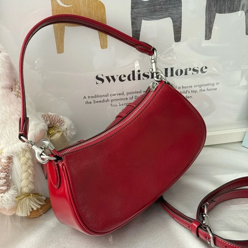 Coach Ashton Bag Crossbody In Leather/Silver/Dark Cardinal Red CBJ01